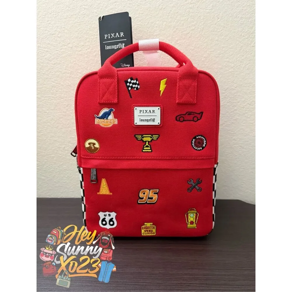 Loungefly Disney Pixar Cars Lightning McQueen Embroidered Patches Mini Backpack